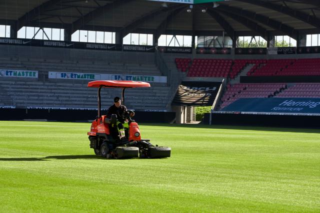 Tonte gazon stade ombre